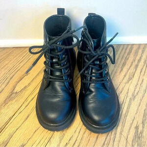 Steve Madden Girls J Shortie Lace Up Side Zipper Black Boots Size 1 M